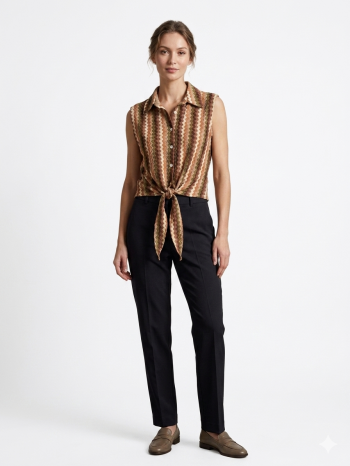 Earth-Tone Sleeveless Button-Down πουκάμισο